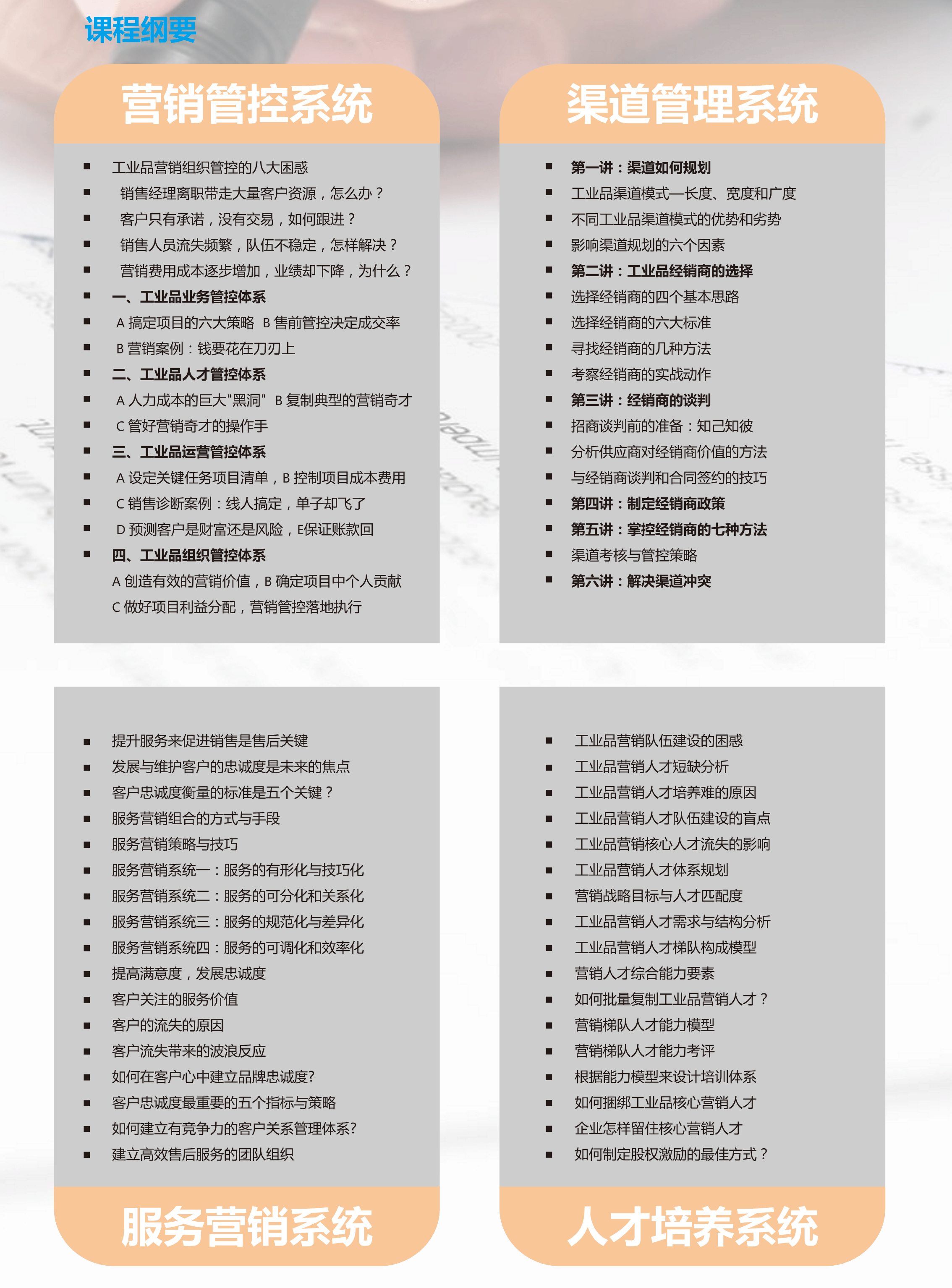工業(yè)品營銷總裁班培訓課程綱要介紹 工業(yè)品營銷總裁班培訓課程綱要介紹